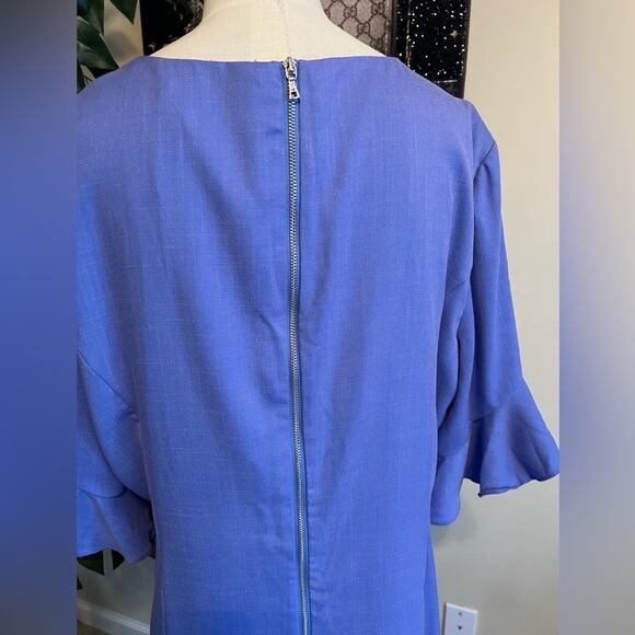 Gianni Bini Womens Ruffle Trumpet Sleeve Blue Work Shift Dress Size XL - Picture 7 of 9